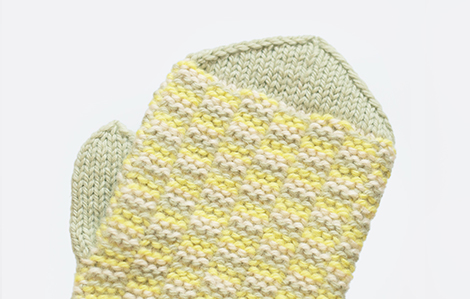 カラフルブロックのあったかミトン レモン2