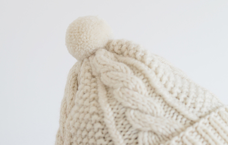 A_スムースウールのアランニットキャップ ホワイト4