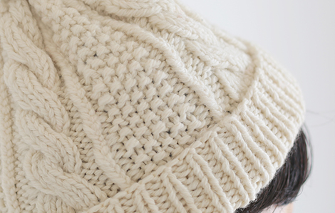 スムースウールのアランニットキャップ ホワイト5