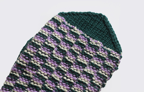 カラフルブロックのあったかミトン グリーン2